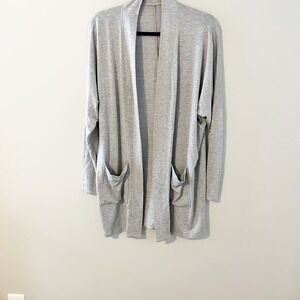 Beyond yoga gray open front soft modal cardigan small